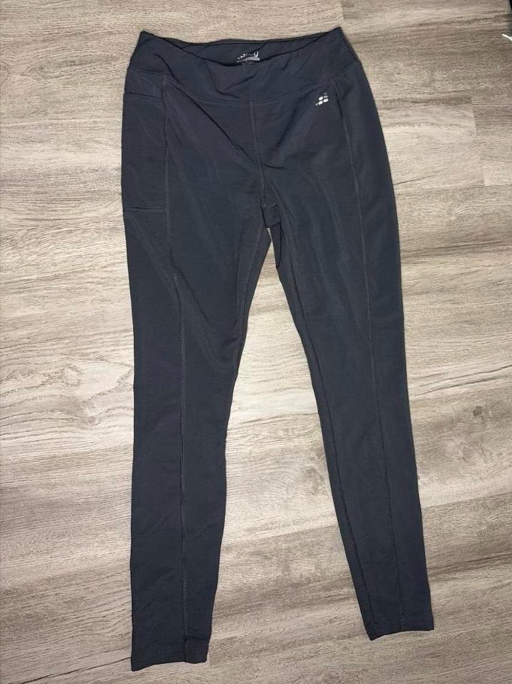 Dark Grey Athletic Leggings with Reflective Logo